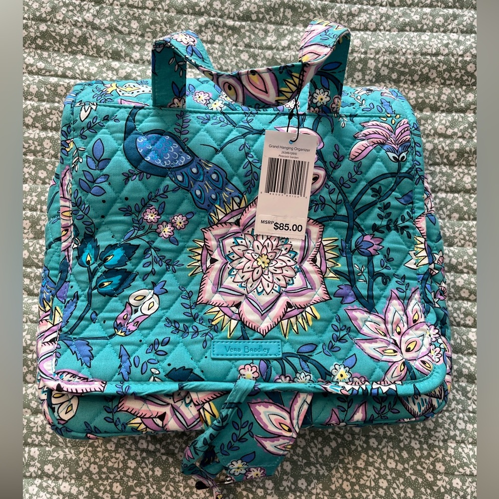 Vera Bradley Teal Floral Quilted Cosmetic Bag